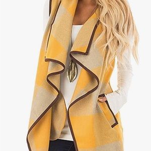 Unidear Womens Buffalo Plaid Vest Casual Lapel